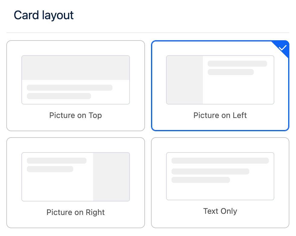 Card Layout configuration pane